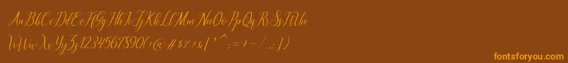 brillyo Slant-Schriftart – Orangefarbene Schriften auf braunem Hintergrund