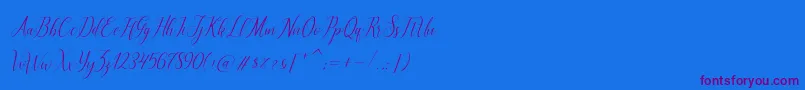 brillyo Slant-Schriftart – Violette Schriften auf blauem Hintergrund