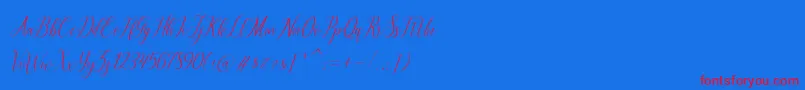 brillyo Slant-Schriftart – Rote Schriften auf blauem Hintergrund