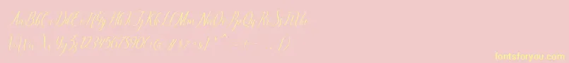 brillyo Slant-Schriftart – Gelbe Schriften auf rosa Hintergrund