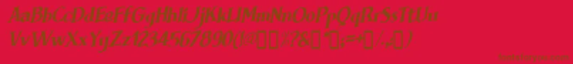 Czcionka BRIMFI   – brązowe czcionki na czerwonym tle