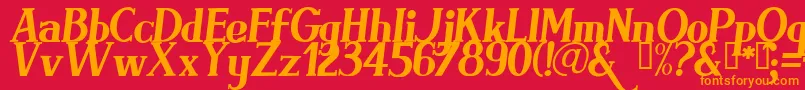フォントBRIMI    – 赤い背景にオレンジの文字