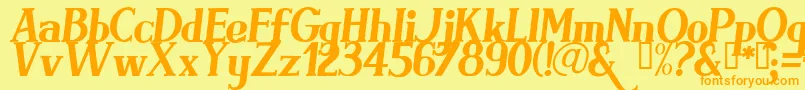 BRIMI フォントについての詳細 フォントBRIMI – オレンジの文字が黄色の背景にあります。