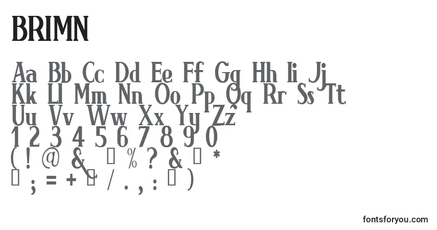 A fonte BRIMN    (122167) – alfabeto, números, caracteres especiais