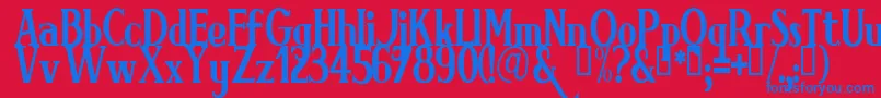 Czcionka BRIMN    – niebieskie czcionki na czerwonym tle