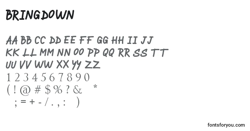 Шрифт BRINGDOWN – алфавит, цифры, специальные символы