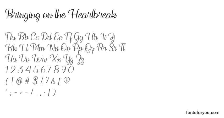 Шрифт Bringing on the Heartbreak   – алфавит, цифры, специальные символы