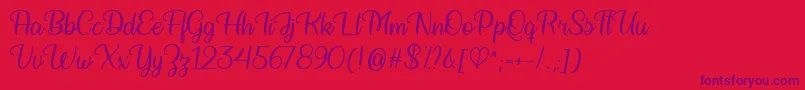 Bringing on the Heartbreak   Font – Purple Fonts on Red Background