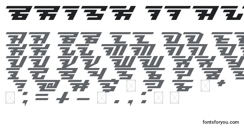 A fonte Brisk italic – alfabeto, números, caracteres especiais