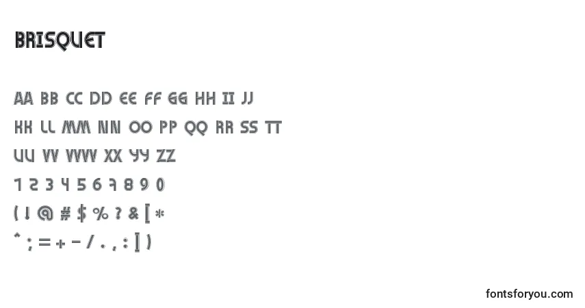 A fonte Brisquet – alfabeto, números, caracteres especiais