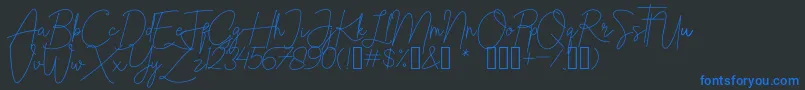 Fonte BristineSignatureDemo – fontes azuis em um fundo preto