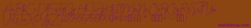 BristineSignatureDemo Font – Purple Fonts on Brown Background