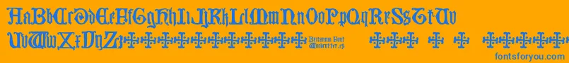 Britannia Font – Blue Fonts on Orange Background