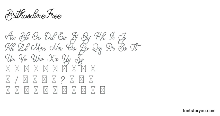 Czcionka BrithasdineFree – alfabet, cyfry, specjalne znaki