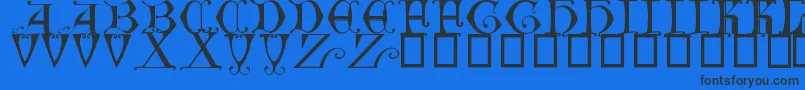 British Museum, 14th c Font – Black Fonts on Blue Background