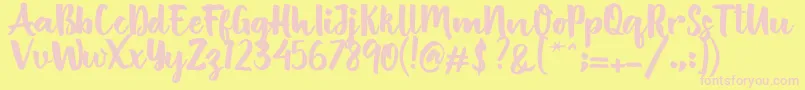 British Script Font – Pink Fonts on Yellow Background