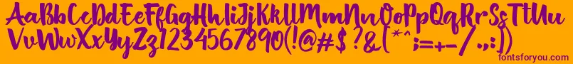 British Script Font – Purple Fonts on Orange Background