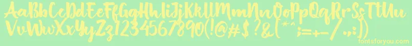 British Script Font – Yellow Fonts on Green Background