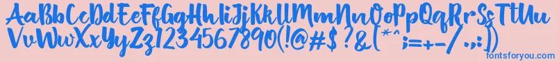 British Script Font – Blue Fonts on Pink Background