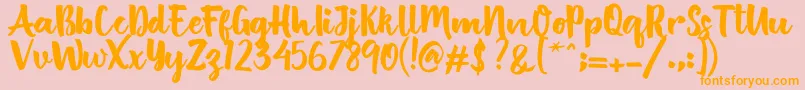 British Script Font – Orange Fonts on Pink Background