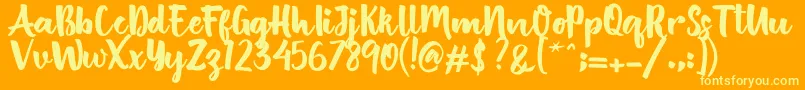 More about British Script Font British Script Font – Yellow Fonts on Orange Background