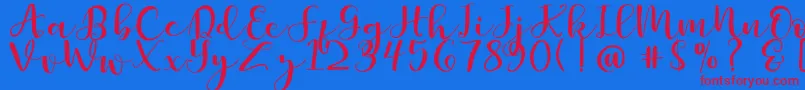 Britnees Font – Red Fonts on Blue Background
