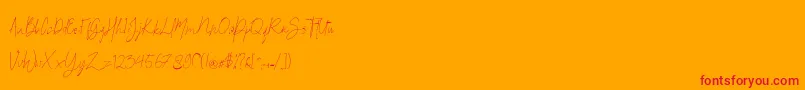 Czcionka Britson – czerwone czcionki na pomarańczowym tle