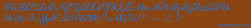 Brittania Modern Calligraphy Demo Font – Blue Fonts on Brown Background