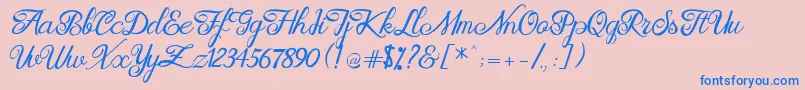 Brittania Modern Calligraphy Demo Font – Blue Fonts on Pink Background