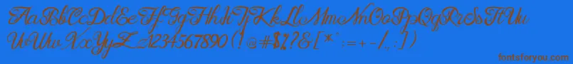 Brittania Modern Calligraphy Demo Font – Brown Fonts on Blue Background