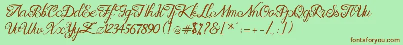 Brittania Modern Calligraphy Demo Font – Brown Fonts on Green Background