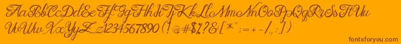 Brittania Modern Calligraphy Demo Font – Brown Fonts on Orange Background