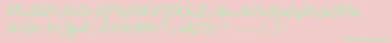 Brittania Modern Calligraphy Demo Font – Green Fonts on Pink Background