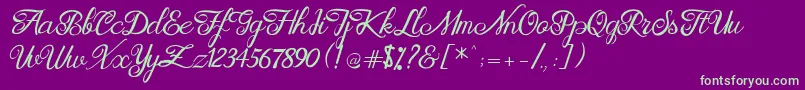 Brittania Modern Calligraphy Demo Font – Green Fonts on Purple Background