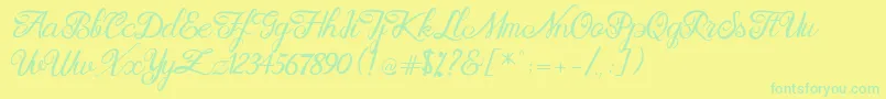 Brittania Modern Calligraphy Demo Font – Green Fonts on Yellow Background