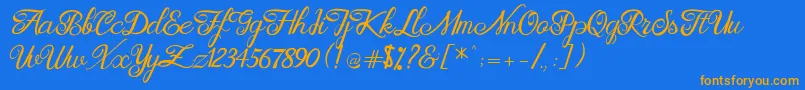 Brittania Modern Calligraphy Demo Font – Orange Fonts on Blue Background