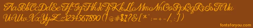 Brittania Modern Calligraphy Demo Font – Orange Fonts on Brown Background