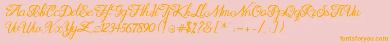 Brittania Modern Calligraphy Demo Font – Orange Fonts on Pink Background