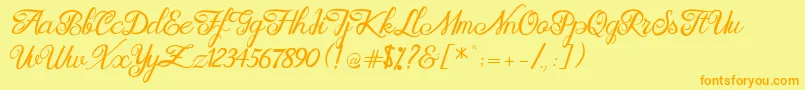 Brittania Modern Calligraphy Demo Font – Orange Fonts on Yellow Background