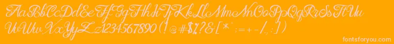 Brittania Modern Calligraphy Demo Font – Pink Fonts on Orange Background