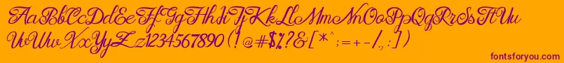 Brittania Modern Calligraphy Demo Font – Purple Fonts on Orange Background