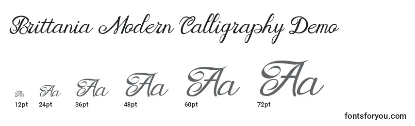 Размеры шрифта Brittania Modern Calligraphy Demo