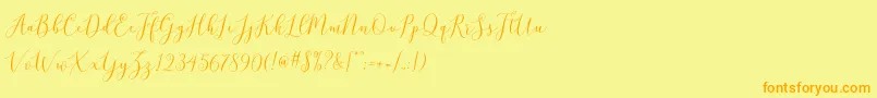 brittania script demo Font – Orange Fonts on Yellow Background