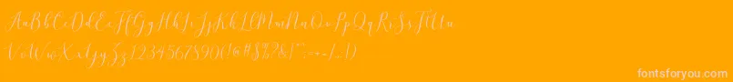 brittania script demo-Schriftart – Rosa Schriften auf orangefarbenem Hintergrund