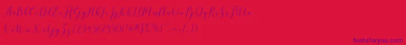 フォントbrittania script demo – 赤い背景に紫のフォント