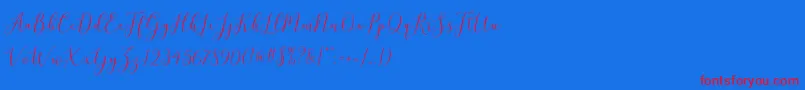 フォントbrittania script demo – 赤い文字の青い背景