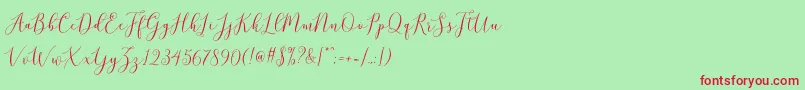 フォントbrittania script demo – 赤い文字の緑の背景