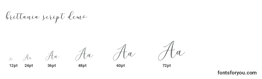 Brittania script demo Font Sizes