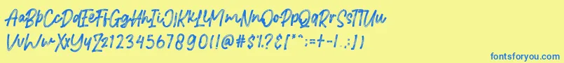 Brittanian Font – Blue Fonts on Yellow Background