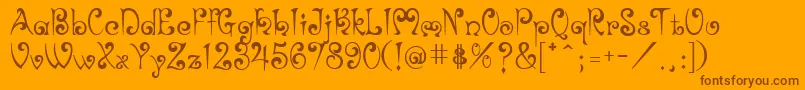 Brittany-Schriftart – Braune Schriften auf orangefarbenem Hintergrund